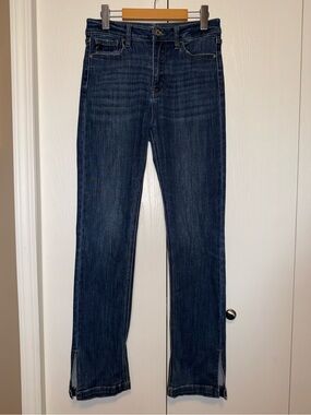 KanCan high-rise slim straight split hem jeans